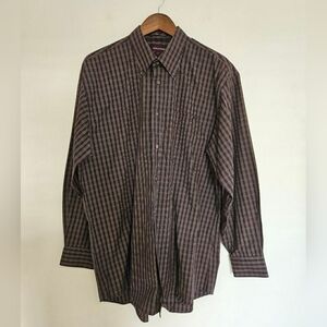 Nordstrom Men's Checkered Button-Down Shirt - Burgundy and Navy Blue